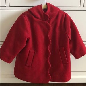 Jacadi Scallop Red Coat with hood
